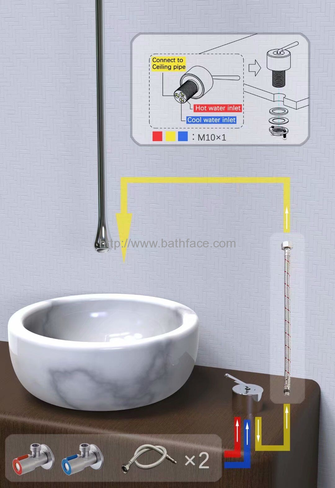 Brass Ceiling Mounted Spout Basin Faucet